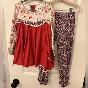 Cheeky Plum 5T Red and Floral Dress Set